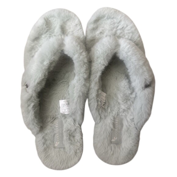 Womens Koolaburra by Ugg Thong Sandals Mint Sage Size 9 Fuzzy Faux Fur - Picture 1 of 5